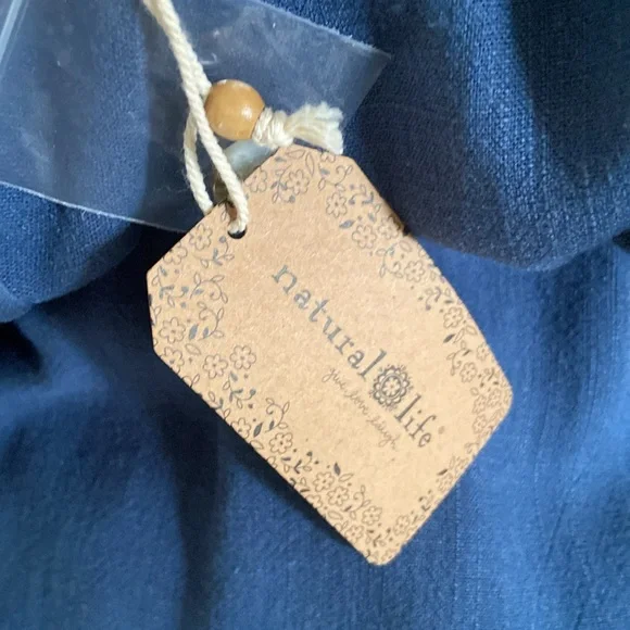 NATURAL LIFE Avery Blue V-Neck Wide-Leg Jumpsuit, Size Medium - Picture 9 of 11